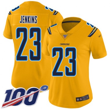 Los Angeles Chargers NFL Football Rayshawn Jenkins Gold Jersey Women Limited  #23 100th Season Inverted Legend->los angeles chargers->NFL Jersey